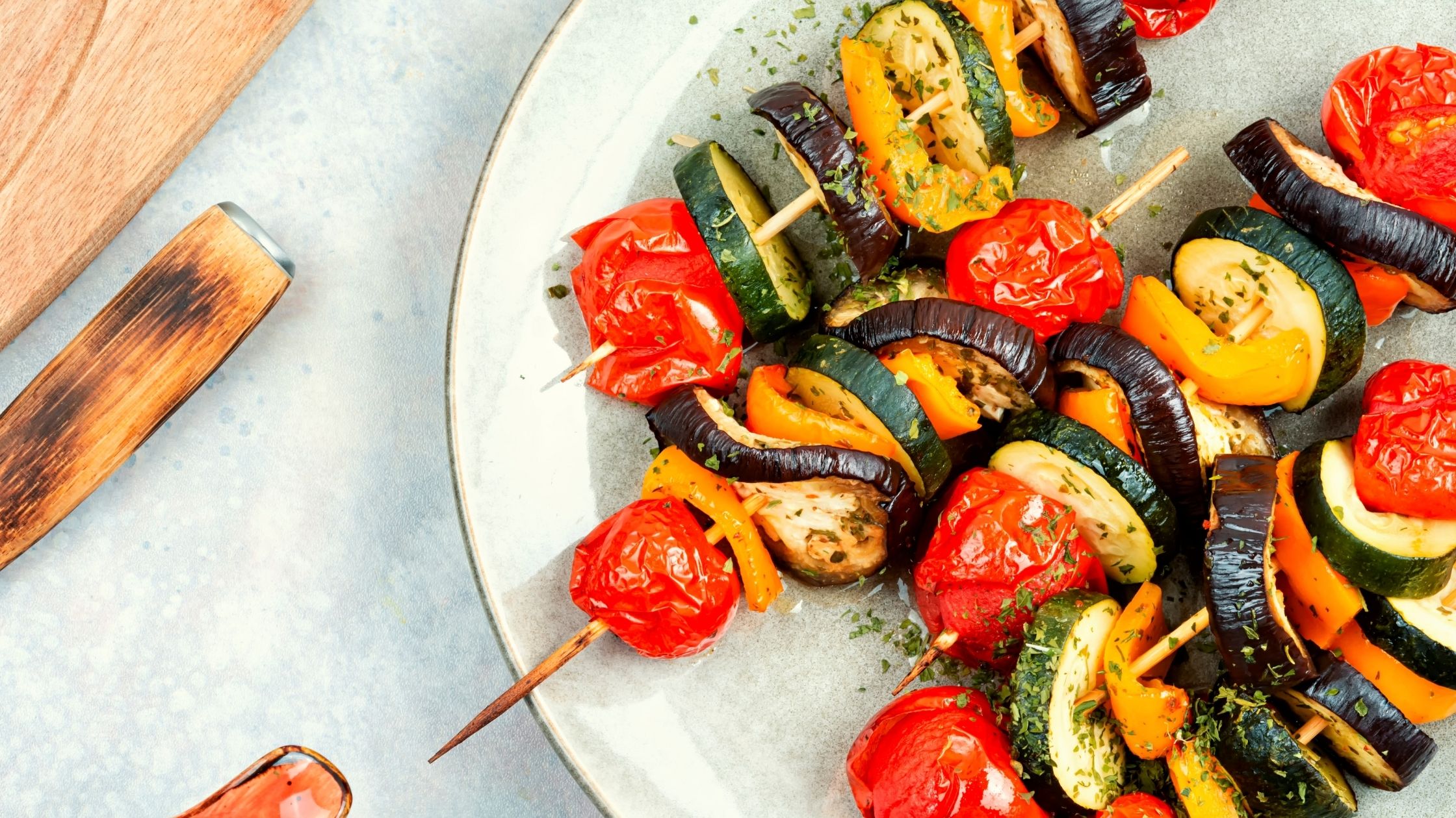 Grilled Veggie Skewers with Tzatziki Sauce